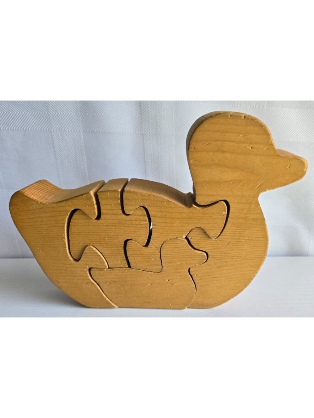 VTG Wood Duck & Duckling Puzzle Statue Figurine Art Wooden Toy Shelf Sitter - Picture 3 of 11